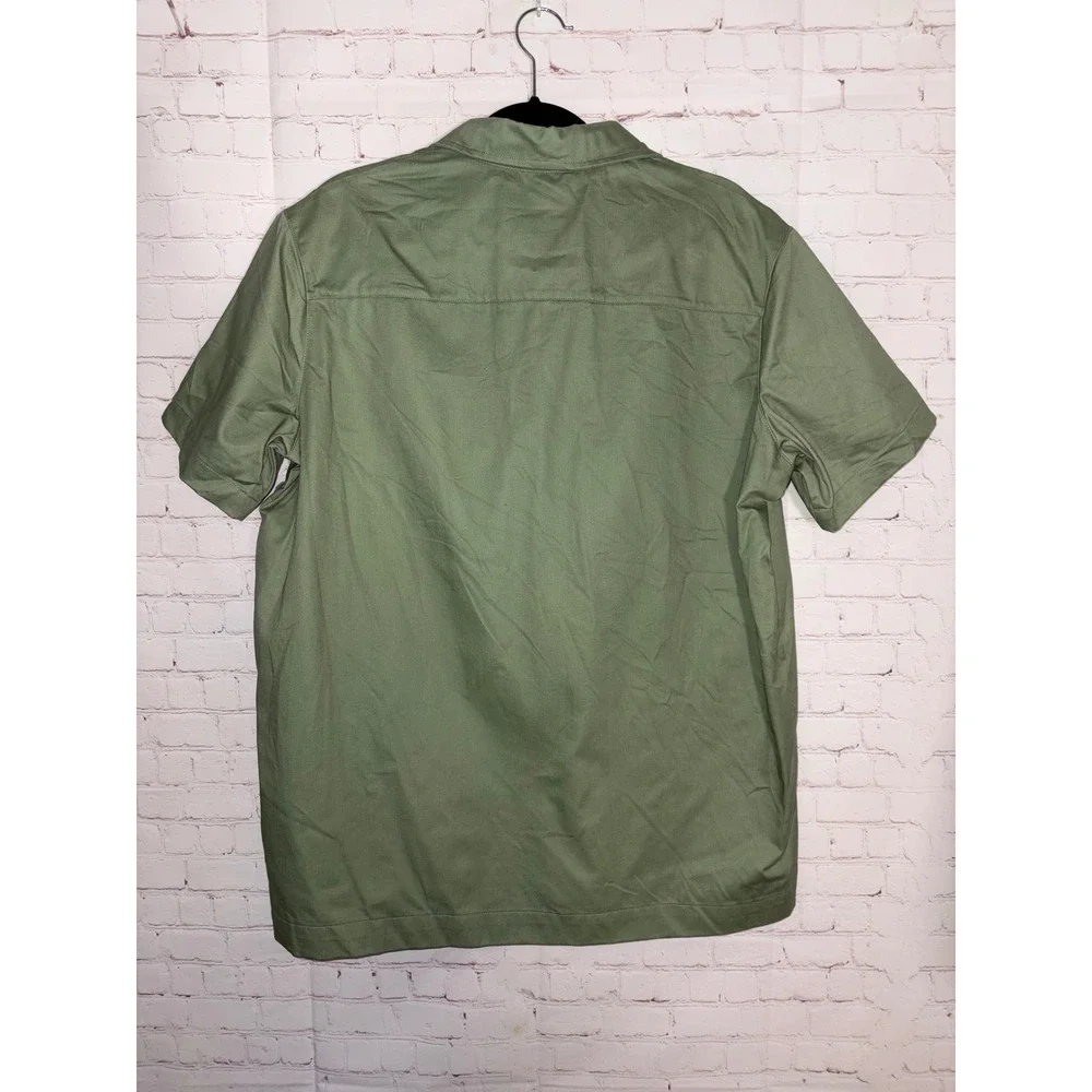 Nike Woven Military Button Up Shirt Short Sleeve Oil Green Mens Medium Utility